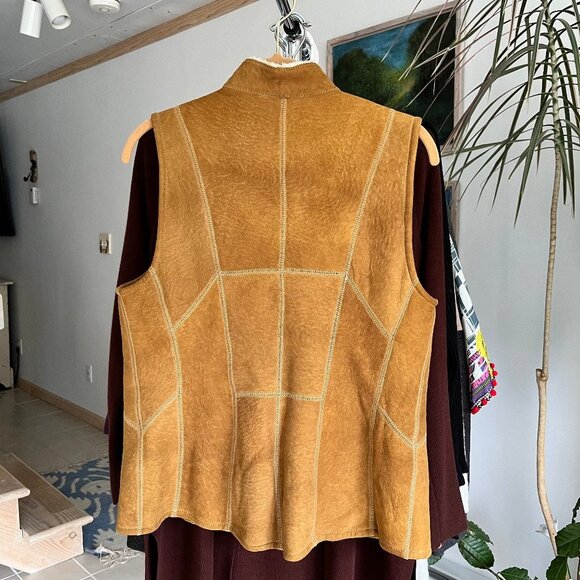 Audrey Robert Talbott Suede Shearling Leather Vest - Picture 2 of 7